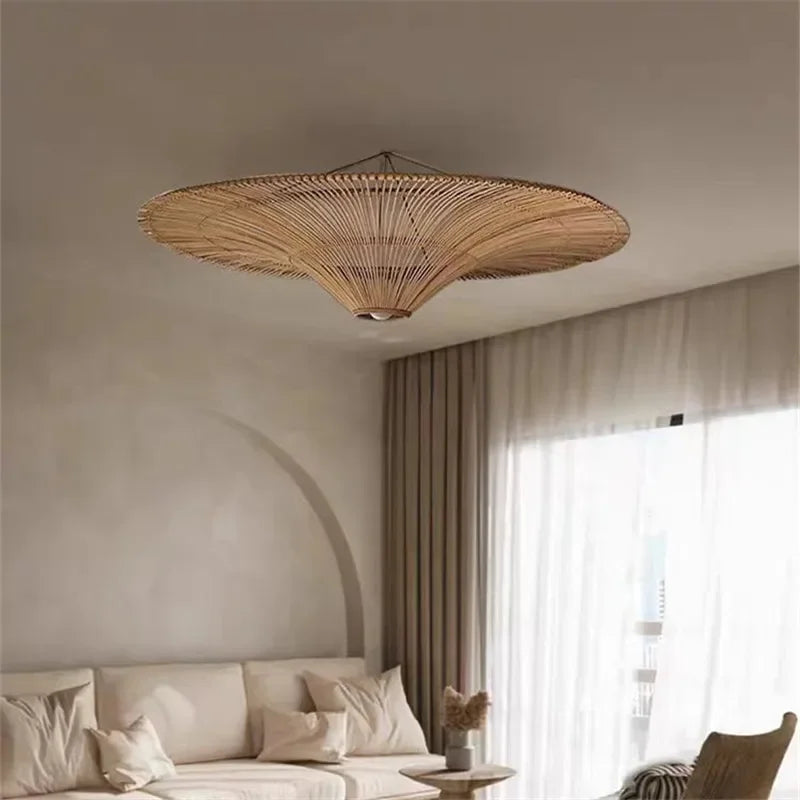 Japanese retro Wabi sabi pendant lamp restaurant Southeast Asian handmade rattan lamp home decoration living room bedroom lamp