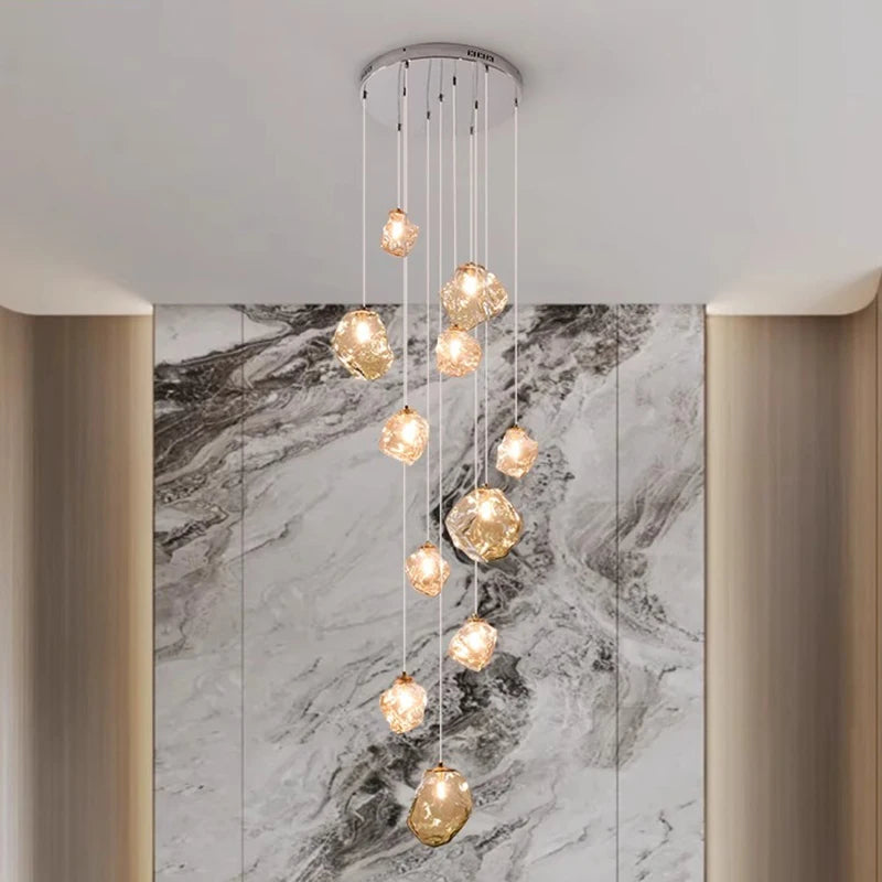 Modern Staircase LED Ceiling Chandelier - Luxury Long Hanging Pendant Light for Living Room