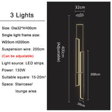 Large Modern Chandelier For Staircase Led Home Decors Hanging Lamp Black /Gold Indoor Lighting Luxury Creative Rectangle Luster's
