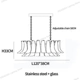 Modern Silver Branch Chandelier, Murano Horseshoe Glass Shade Lustre, Dimmable Pendant Lamp for Dining Room, Decor for Ceilings