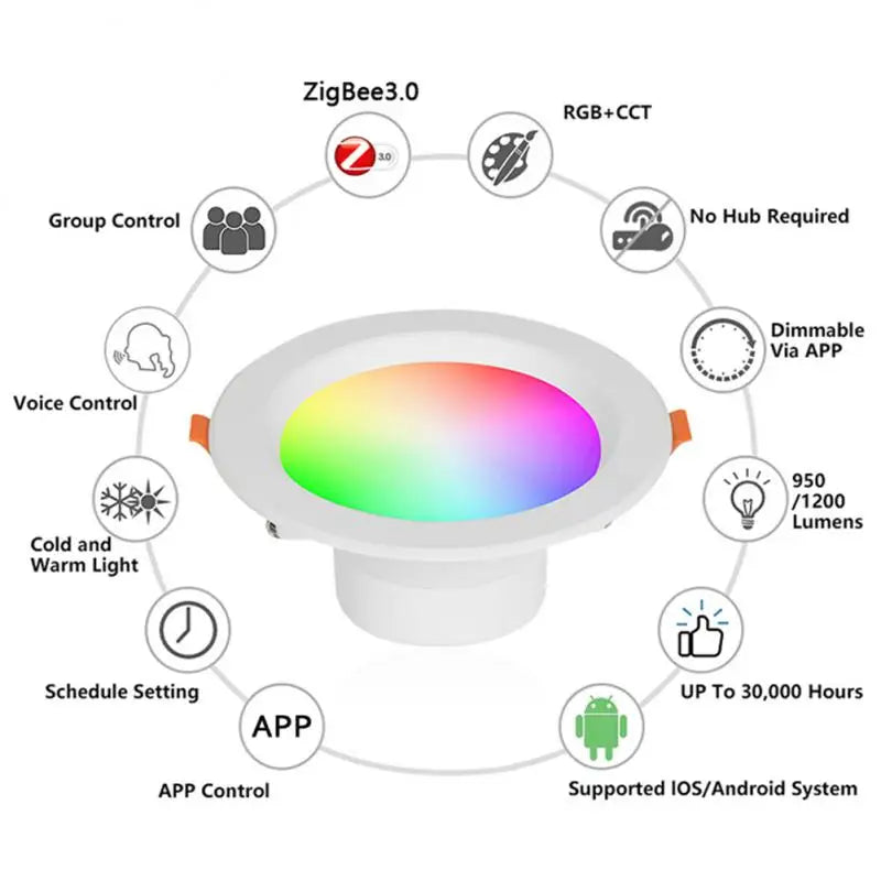 10W 6W Ewe link APP Zig bee Smart LED Downlights RGBCW Ultra-thin Down Lamp Cylinder Light Smart Home Via Alexa Google Home