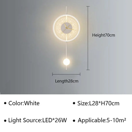 Modern LED Wall Lamp Clock Sconce for Bedroom Bedside Living Dining Room Aisle Porch Corridor Home Decors Lighting Fixture Luster