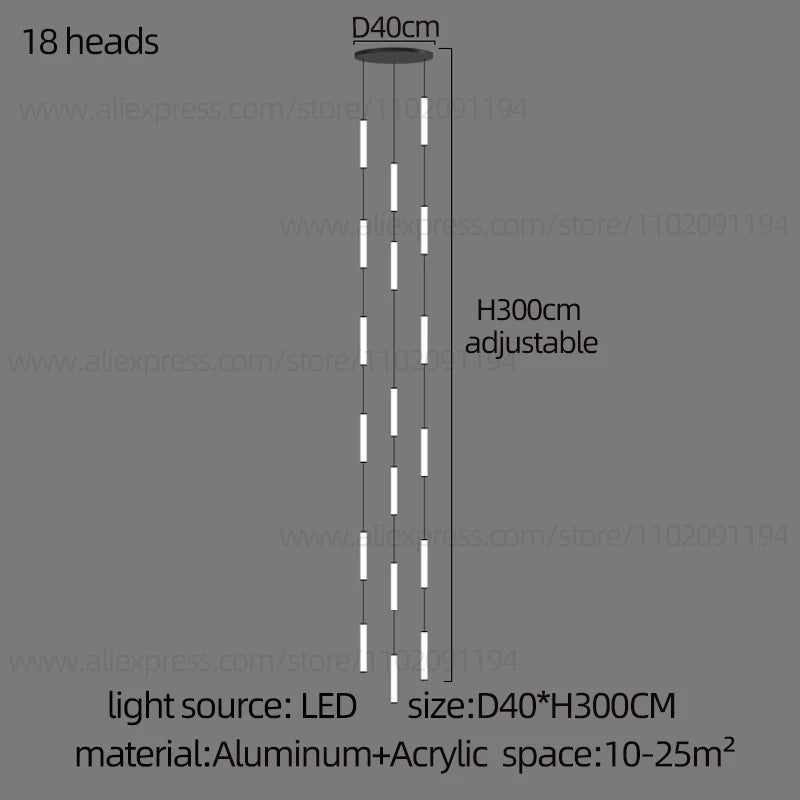 Long Chandelier Staircase Lamp Designer Modern Living Room Chandelier Nordic Indoor Villa Hall Long Line Penthouse Pendant Lamp