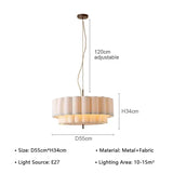 Japanese Wabi-Sabi Silk Fabric Pendant Light - Cloth Hanging Ceiling Chandelier Lamp Fixture for Living Room, Dining Room & Bedroom Decor