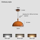 Vintage Brown Bauhaus Orange Pendant Lamp French Retro Design Adjustable Hanging Light for Dining Table Cafe LED Chandelier