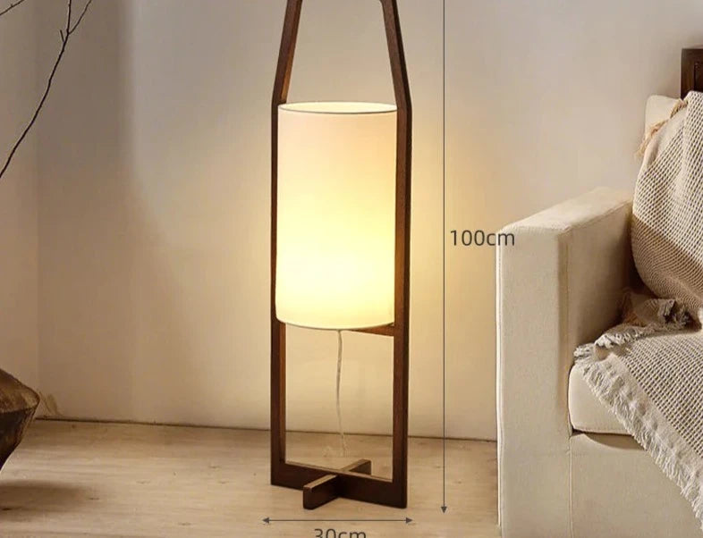  Retro Solid Wood Floor Lamp Simple Creative Lighting Fixtures Living Room Homestay Bedroom Study Vertical Floor Lamp