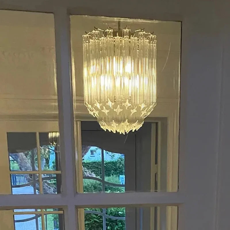 Modern Luxury Pink Crystal Glass LED Pendant Light Nordic Ceiling Home Decoration Lobby Living Room Staircase Ceiling Lamp