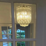 Modern Luxury Pink Crystal Glass LED Pendant Light Nordic Ceiling Home Decoration Lobby Living Room Staircase Ceiling Lamp