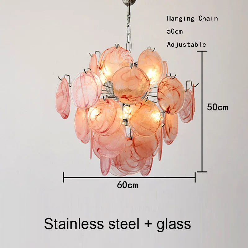 Modern Murano Glass Disc Chandelier Metal Gold Silver Dimmable Ceilings Lustre for Restaurant Hotel Bedroom