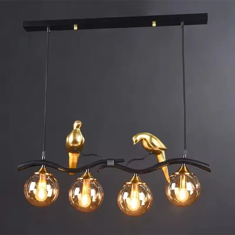 Nordic LED Glass Chandelier Modern Creative Bird Restaurant Dining Table Glass Pendant Light Living Room Bar Counter Decoration