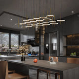 Pendant Lights for Living Room Design Led Modern Black Iron Art Circular Chandelier for Hotel Customized Large Chandeliers