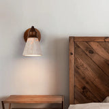 Natural Yellow Travertine Stone Wall Sconce Lamp - Classical LED Wall Light Fixture for Bedroom Bedside, Living Room & Home Decor