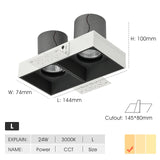 LED Recessed Downlight Frameless Square Double Head Detachable Replaceable Module Anti Glare Built-in Grille Spot Light