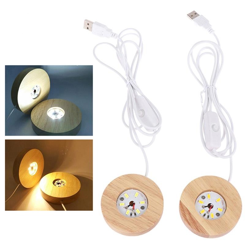 Rechargeable Remote Control Wooden LED Light Rotating Display Stand Lamp Holder Lamp Base Art Ornament New