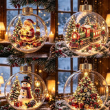 Glowing Bell Christmas Decorations 2026 Snow Globe Ornament Xmas Tree Santa Snowman Christmas 2026 Decoration Navidad Pendant
