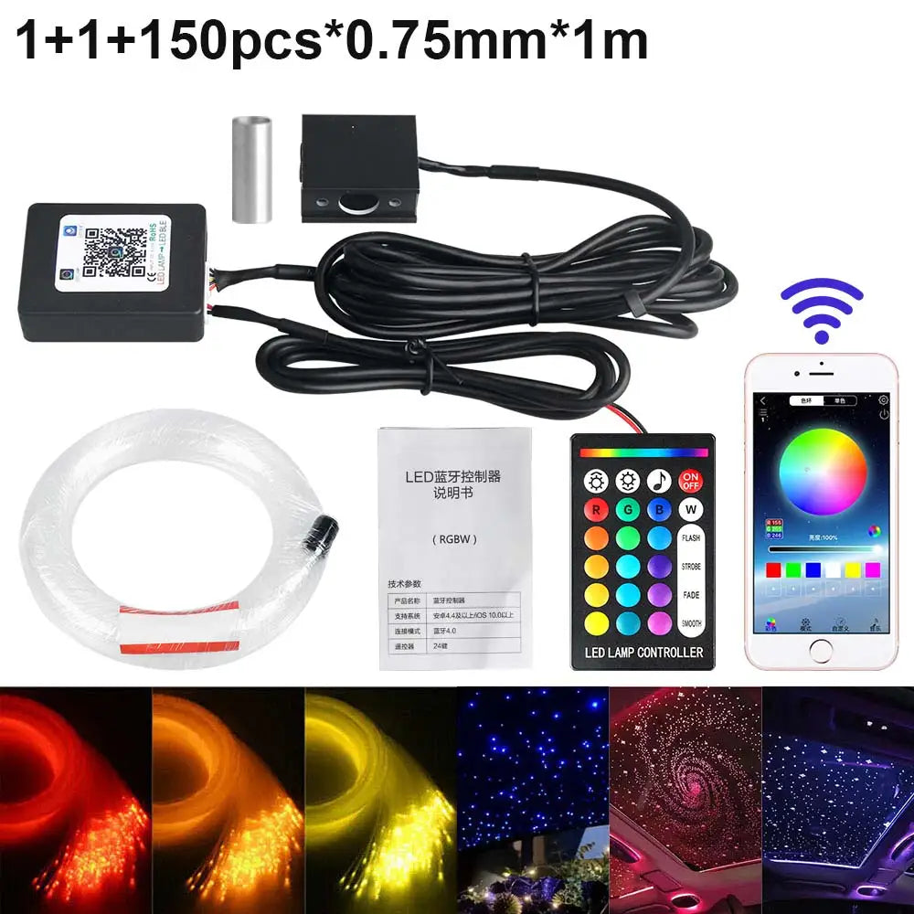 1/2/4 Split Fiber Optic Light Kit - RGBW Starry Sky Lamp with Bluetooth App & Music Sync - Distributed Ceiling Star Light for Car & Home