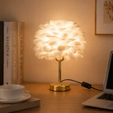Feather Table Lamp Bedside Lamp for Bedroom Nordic INS Creative Decor Lamp Romantic Warm Night Light