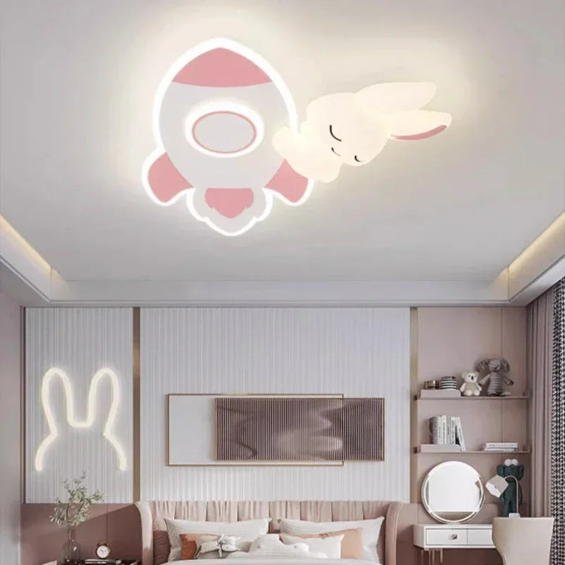 Modern Cute Children's Room Ceiling Lights LED White Rabbit Light Simple Cartoon Princess Room Little Girl Bedroom Decor Ceiling