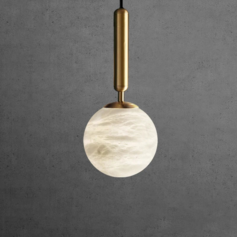 Spain Natural Marble Hanging Lamp Dining Desk Luxury Golden Decors Bedroom Bedhead Pendant Lamp Hotel Restaurant Bar Droplight