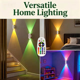 RGB Motion Sensor LED Wall Lights - Rechargeable Magnetic Night Light with Remote (16 Colors)