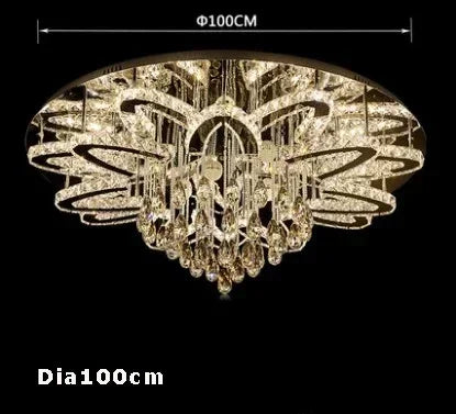 Modern living room infinitely adjustable smart crystal lamp circular LED lamp bedroom and dining room ceiling lamp