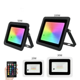RGB Flood Light 100W 50W 30W 20W RGB Reflector IP68 Waterproof LED Spotlight 110V/220V Projector Lamp Outdoor Garden Lighting