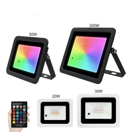RGB Flood Light 100W 50W 30W 20W RGB Reflector IP68 Waterproof LED Spotlight 110V/220V Projector Lamp Outdoor Garden Lighting