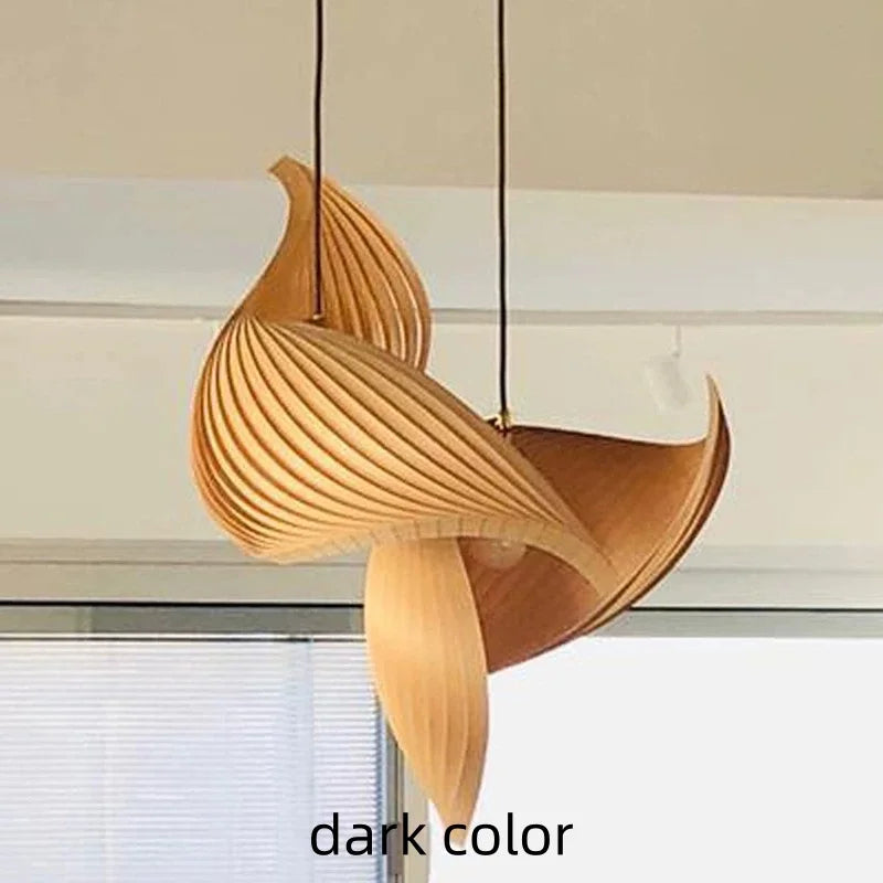 Japanese Unique Wooden LED Pendant Lamps Creative Living Room Restaurant Coffee Shop Art Chandelier Home Decor Lights Fixtures