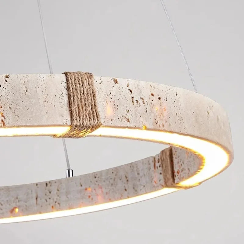 Trendy Home Decoration Round Linear Natural Stone Chandelier Lighting Lustre Para Sala Estar Hanging Lamps For Dinning Room