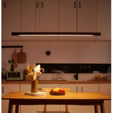 Japanese Minimalist Restaurant Bar Counter With Antique Wooden Pendant Lights Office Reception Area With Eye-Friendly LED Light