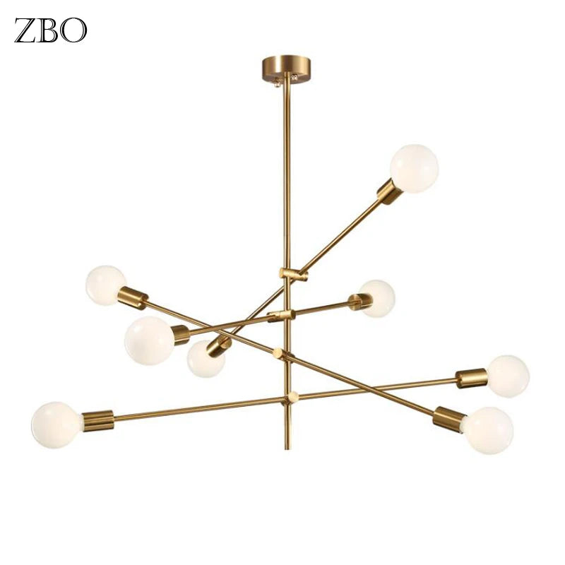 Nordic Iron Gold Pendant Lamp - Geometric LED Light for Dining Room