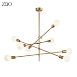 Nordic Iron Gold Pendant Lamp - Geometric LED Light for Dining Room