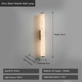 Spanish Natural Marble Wall Sconce Lamp - Cylindrical Up & Down LED Wall Light Fixture for Bathroom, Bedroom, Stairs & Parlor Decor