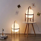 Nordic minimalist wooden LED floor lamp creative Japanese style glass lampshade bedside lamp reading home decoration table lamp
