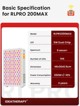 Red Light Therapy RLPRO200MAX Physical Therapy Full Body 480,590,630,660, 670, 810, 830, 850,1060 Red Light Therapy Panel