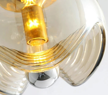 Nordic Vintage Water Wave Pattern Glass Pendant Lamp Bedside Store Restaurant Balcony Ceiling Installation Lighting Fixtures