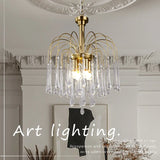 Artpad Retro French Branch Colorful Crystal Chandeliers for Living Room Romantic Raindrop Coloful Crystal Hanging Pendant Light
