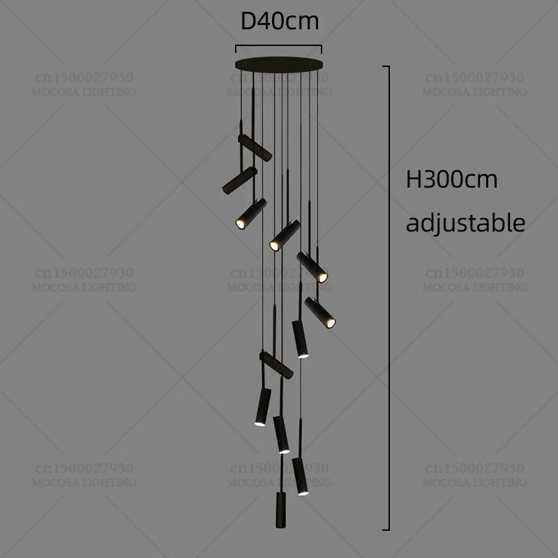 Nordic Modern LED Spotlight Staircase Chandelier Bedside Pendant Lamps Living Room Adjustable Angle Island Lights Designer Style