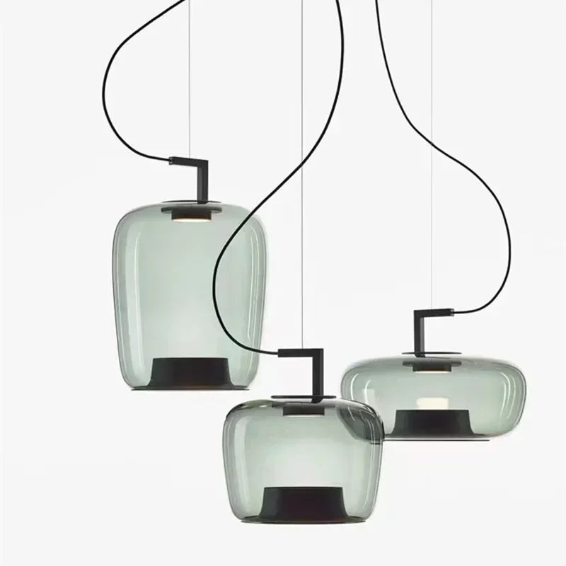 Nordic Glass Pendant Light - Minimalist Art Hanging Lamp for Bedroom & Bedside