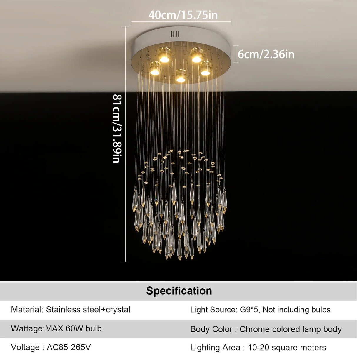 Crystal Droplight Led Pendant Light Modern Loft Stairs Chandelier Hanging Lustre Ceiling Lamp Home Appliance Decor Fixture
