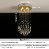 Crystal Droplight Led Pendant Light Modern Loft Stairs Chandelier Hanging Lustre Ceiling Lamp Home Appliance Decor Fixture