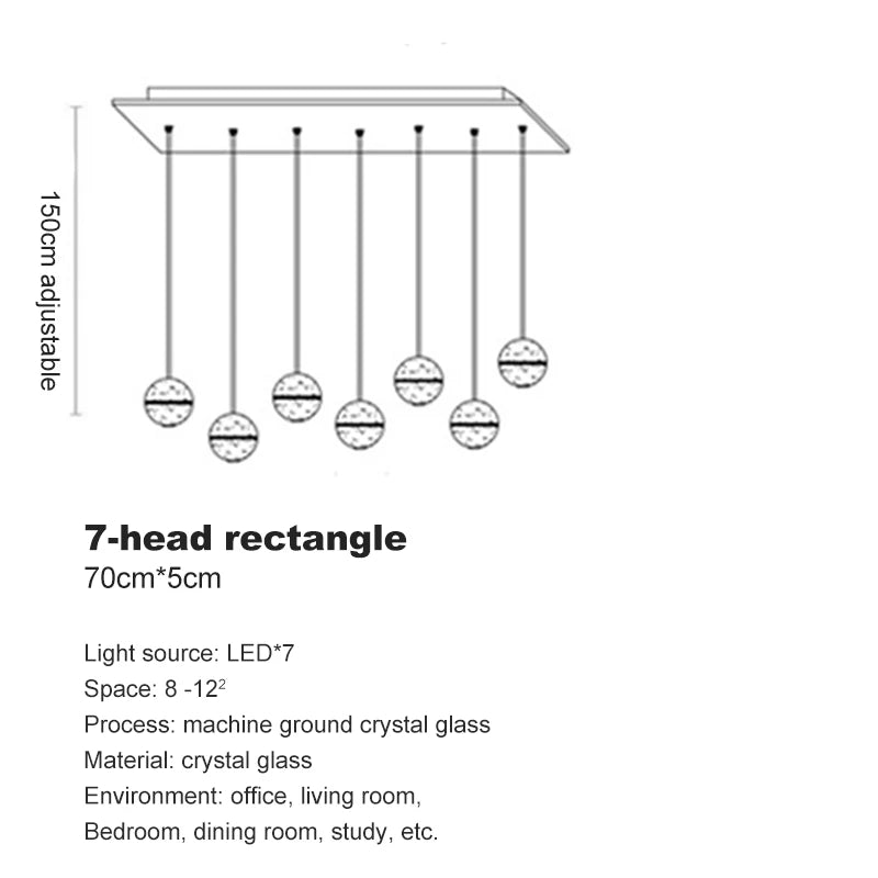 LED Villa Staircase Pendant Lights Long Cable Hanging crystal glass ball droplight for Restaurant Bar Indoor Decorative