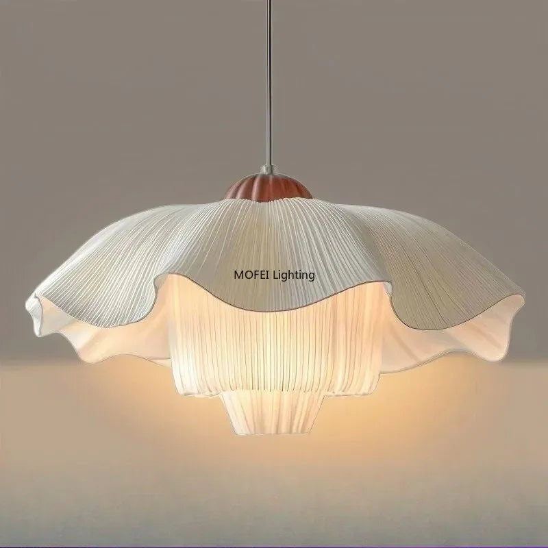 Nordic French Cream Style Petal Pendant Light - Romantic Flower Ceiling Chandelier Lamp Fixture for Living Room, Master Bedroom & Home Decor