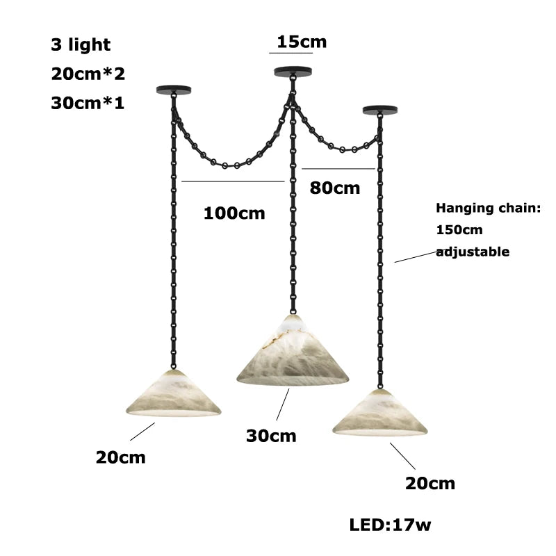 Marble Umbrella Diy Iron Chain Led 2025 Chandelier Alabaster Lustre Suspension Luminaire Lampen For Corridor Entry Way
