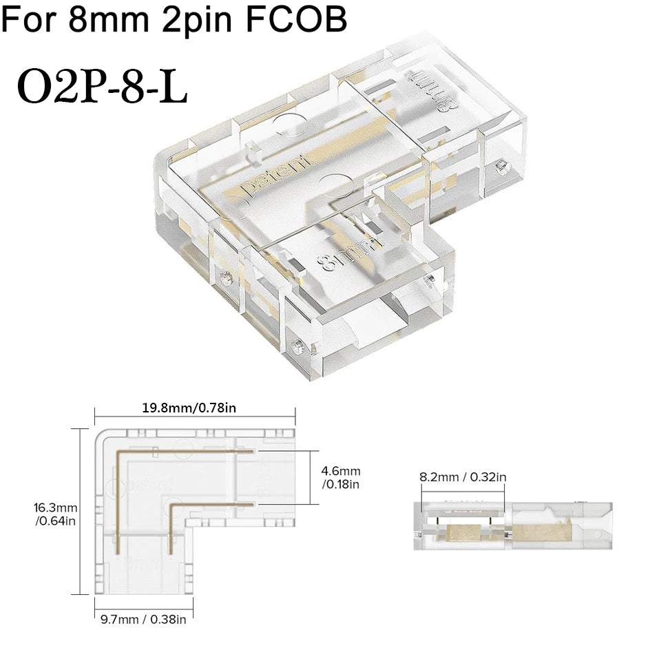 COB LED Connectors 90 Degree L Shape Corner 5/8/10mm Solderless For CCT FCOB RGB Strip Lights 2/3/4 Pin Connector Strip to Strip
