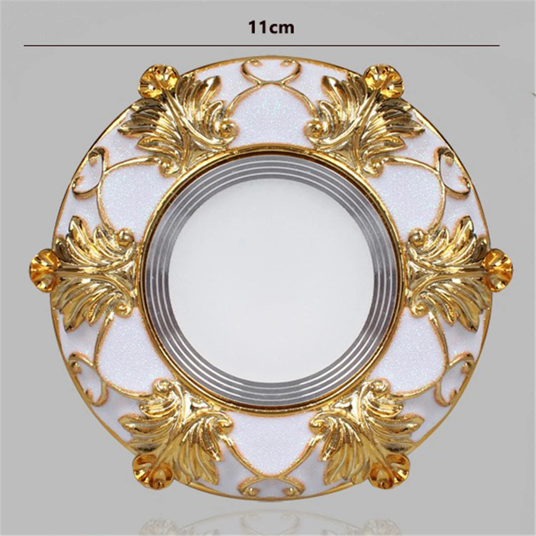 European Square Resin Golden Lace LED Recessed Downlight (3W/5W 220V) - Luxury Vintage Ceiling Spotlight Fixture (Fits 7.5cm Cutout) for Foyer, Dining Room & Corridor Decor