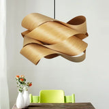 Natural Wood Skin Pendant Lamp - Southeast Asian Style Hanging Light for Bedroom