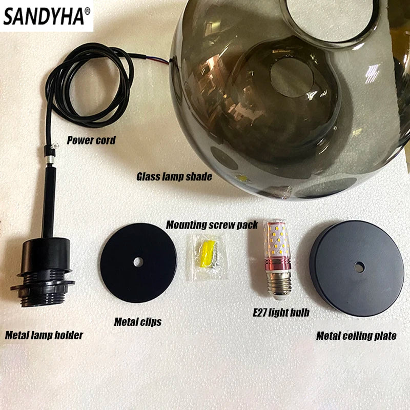 Modern Nordic Chandelier 3 Heads Iron Glass Indoor Home Decor Pendant Lights Dining Room Bar Salon Hanging Lamp Fixtures