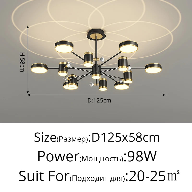 2025 Modern LED Chandelier For Living Room Bedroom Dining Room Kitchen Smart Remote Ceiling Pendant Light Indoor Decorative Lamp