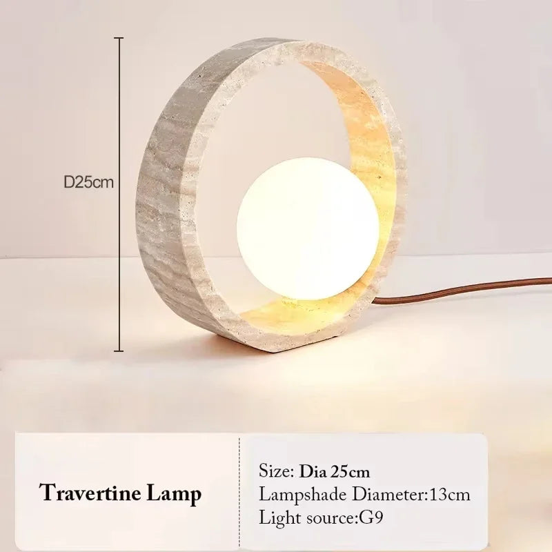 Italian Yellow Cave Stone Table Lamp, Living Room  Light Luxury Bedroom Bedside Indoor Lighting D25cm